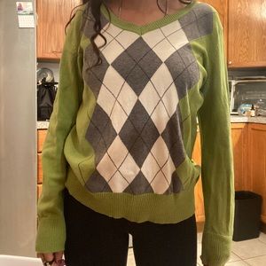 Green argyle sweater